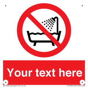 Custom Do not use this device in a bathtub shower or water-filled reservoir